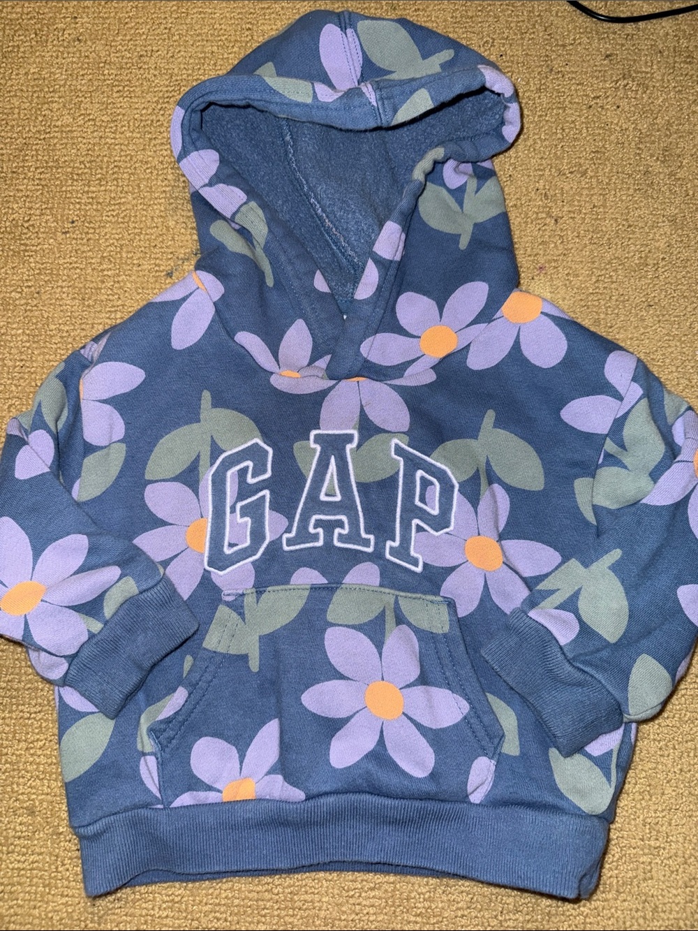 GAP Navy Hoodie with Lavender Floral and Yellow Centers